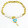 Copper 18K Gold Plated Beaded Enamel Pearl Key Bracelets