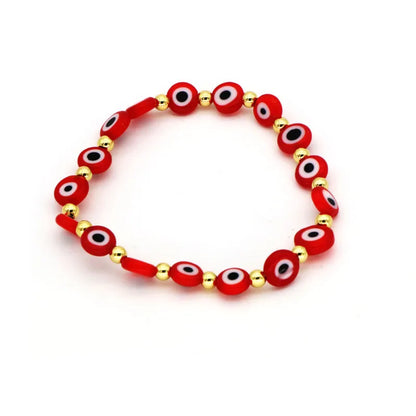 Copper 18K Gold Plated Beaded Heart Shape Eye Bracelets