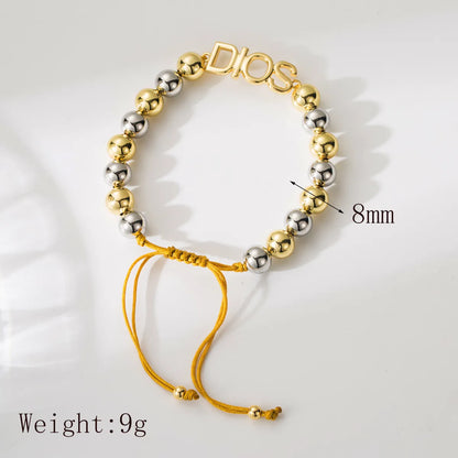 Copper 18K Gold Plated Beaded Solid Color Bracelets