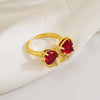 Copper 18K Gold Plated Casual Cute Commute Inlay Bow Knot Zircon Open Rings