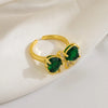 Copper 18K Gold Plated Casual Cute Commute Inlay Bow Knot Zircon Open Rings