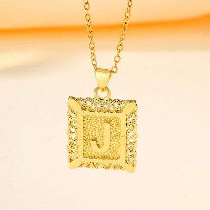 Copper 18K Gold Plated Casual Hollow Out Letter Pendant Necklace