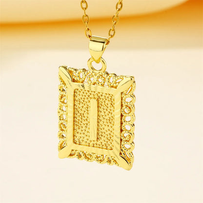 Copper 18K Gold Plated Casual Hollow Out Letter Pendant Necklace