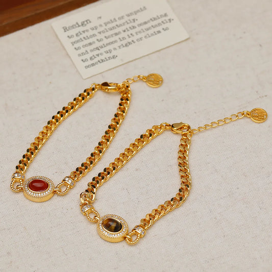 Copper 18K Gold Plated Casual Oval Plating Bracelets