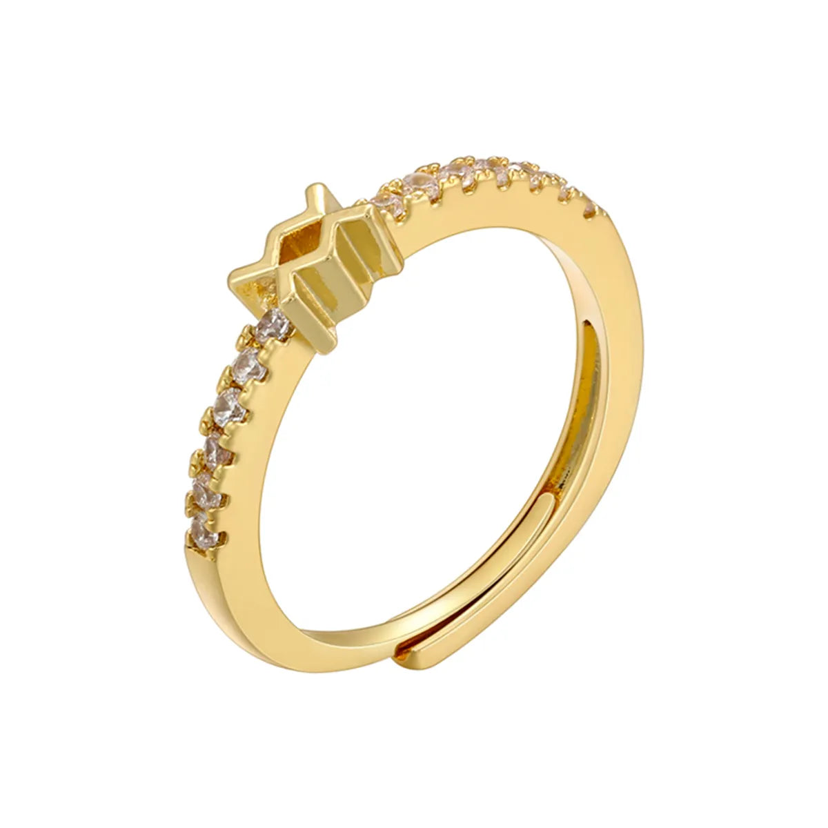 Copper 18K Gold Plated Casual Simple Style Classic Style Plating Inlay Constellation Zircon Open Rings