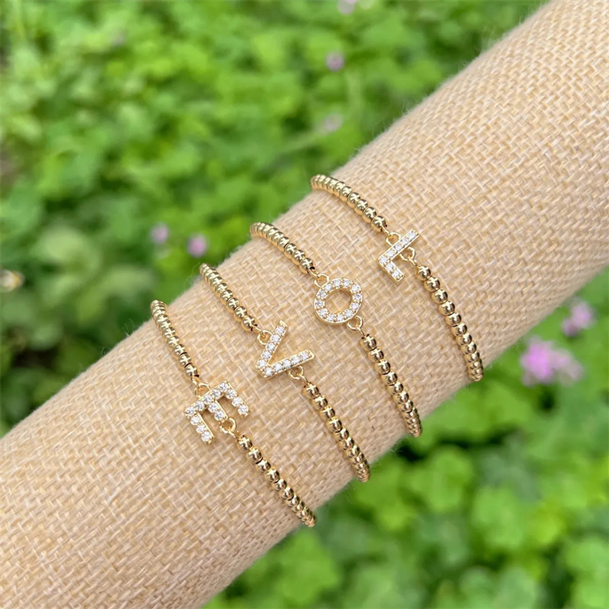 Copper 18K Gold Plated Casual Simple Style Classic Style Plating Inlay Letter Zircon Bracelets