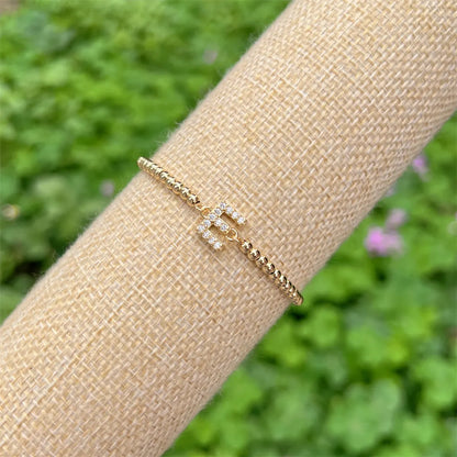 Copper 18K Gold Plated Casual Simple Style Classic Style Plating Inlay Letter Zircon Bracelets