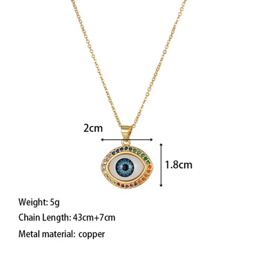 Copper 18K Gold Plated Casual Simple Style Inlay Eye Bee Zircon Pendant Necklace