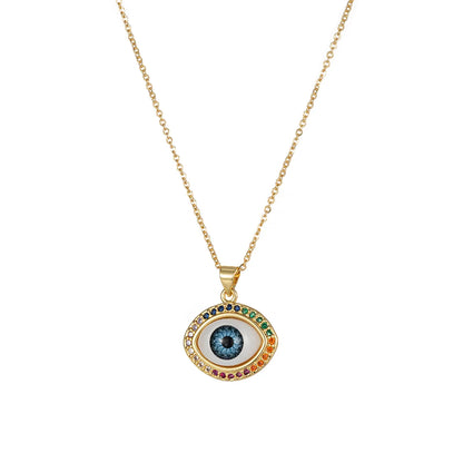 Copper 18K Gold Plated Casual Simple Style Inlay Eye Bee Zircon Pendant Necklace