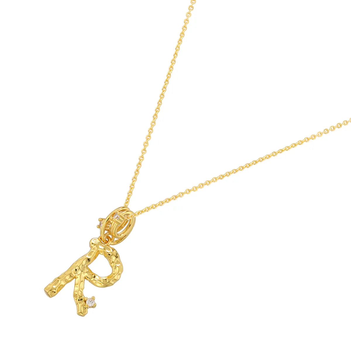 Copper 18K Gold Plated Casual Simple Style Inlay Letter Zircon Pendant Necklace