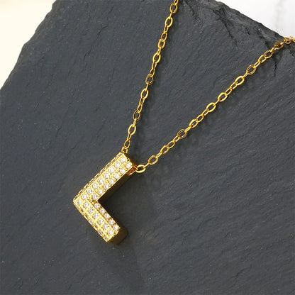 Copper 18K Gold Plated Casual Simple Style Inlay Letter Zircon Pendant Necklace