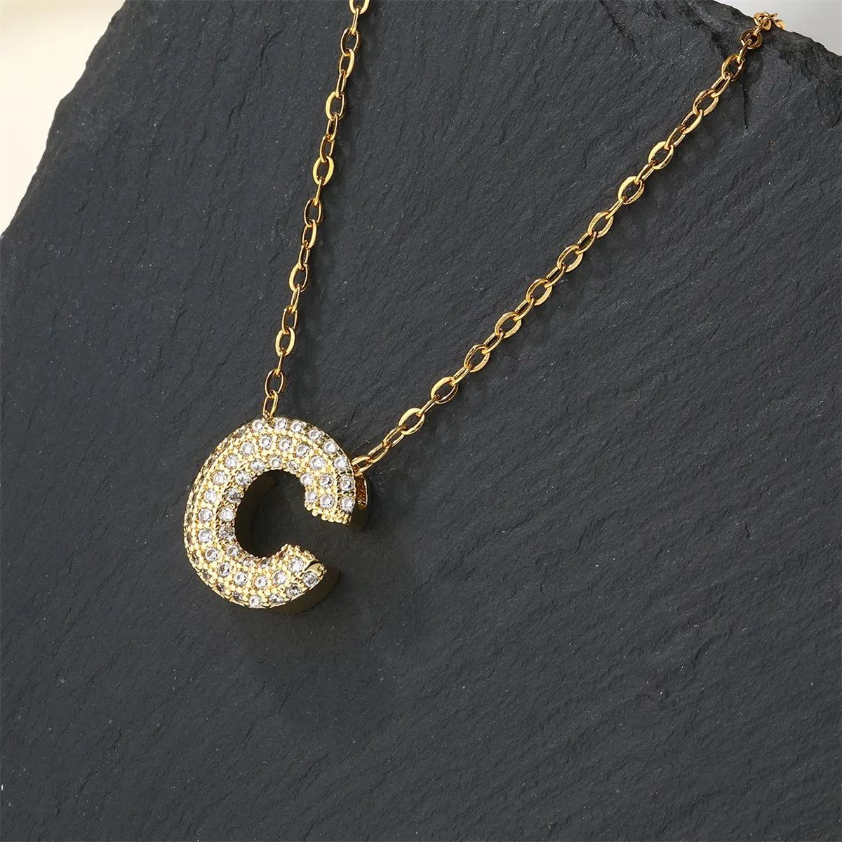 Copper 18K Gold Plated Casual Simple Style Inlay Letter Zircon Pendant Necklace