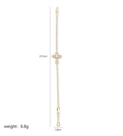 Copper 18K Gold Plated Casual Simple Style Roman Style Cross Polishing Inlay Zircon Bracelets