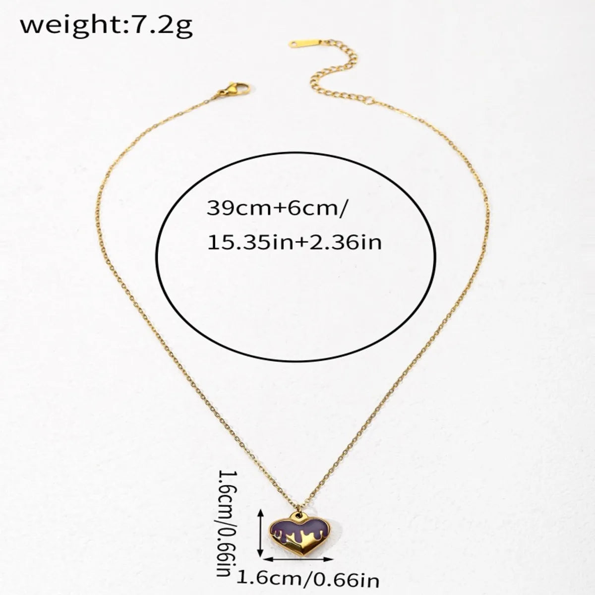 Copper 18K Gold Plated Casual Streetwear Heart Shape Enamel Pendant Necklace