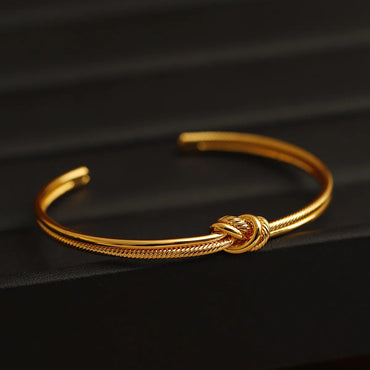 Copper 18K Gold Plated Casual Vintage Style Plating Solid Color Bangle