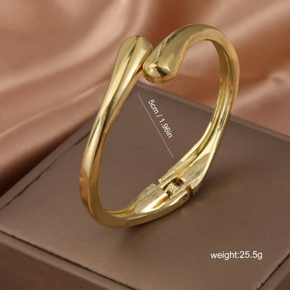 Copper 18K Gold Plated Circle Wide Bracelet Bangle