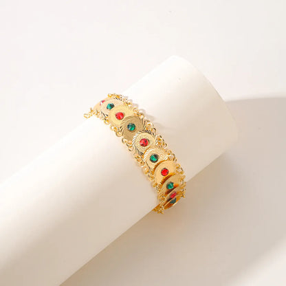 Copper 18K Gold Plated Classical Luxurious Classic Style Inlay Geometric Rhinestones Bracelets