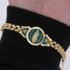 Copper 18K Gold Plated Cool Style Enamel Human Flower ID Bracelet