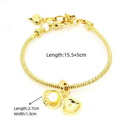 Copper 18K Gold Plated Cute Simple Style Inlay Geometric Artificial Pearls Zircon Bracelets