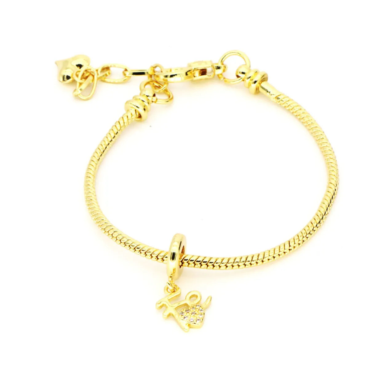 Copper 18K Gold Plated Cute Simple Style Inlay Geometric Artificial Pearls Zircon Bracelets