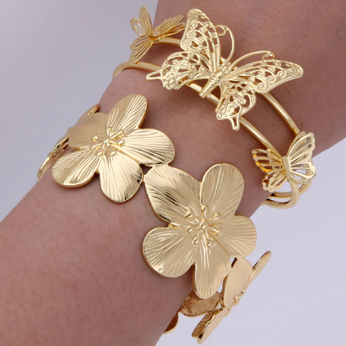 Copper 18K Gold Plated Elegant Exaggerated Luxurious Plating Flower Butterfly