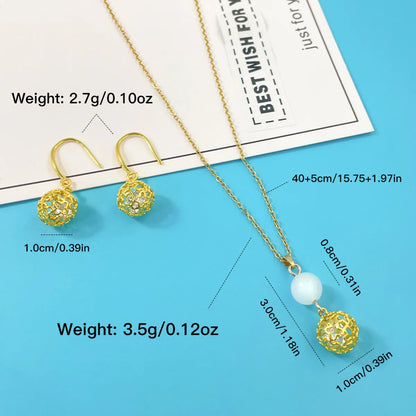 Elegant Glam Shiny Round 304 Stainless Steel Copper Plating Hollow Out Inlay Natural Stone Zircon 18K Gold Plated Women'S Jewelry Set