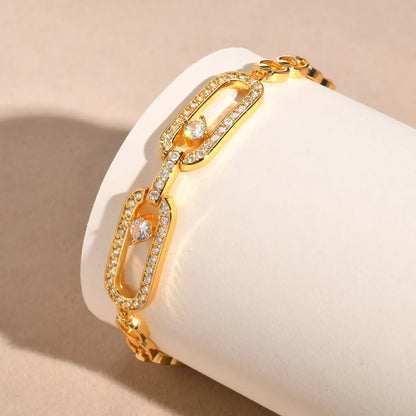 Copper 18K Gold Plated Elegant Shiny Inlay Flower Snake Zircon Bracelets