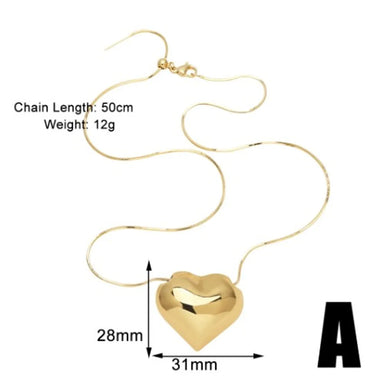 Copper 18K Gold Plated Elegant Simple Style Plating Heart Shape Pendant Necklace