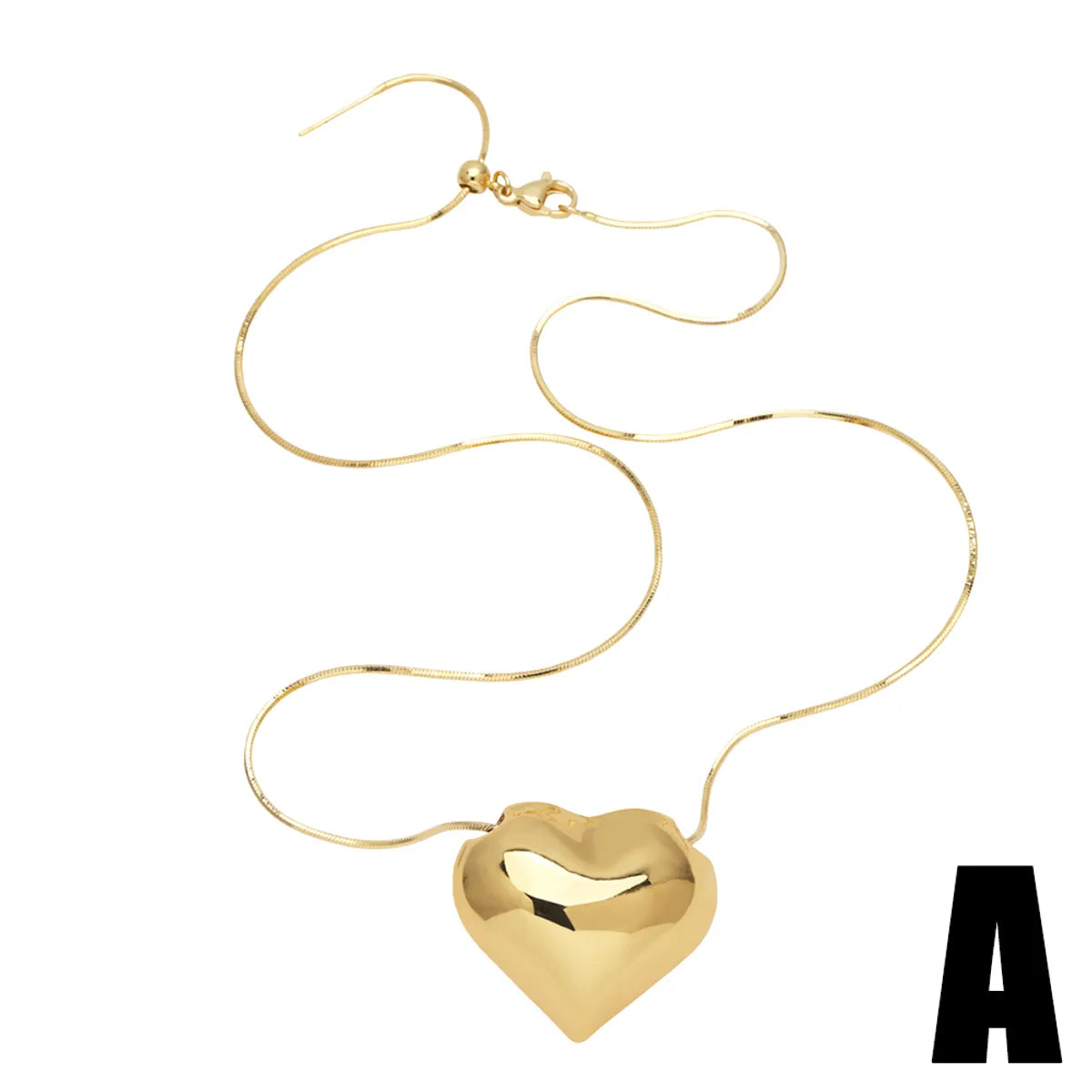 Copper 18K Gold Plated Elegant Simple Style Plating Heart Shape Pendant Necklace