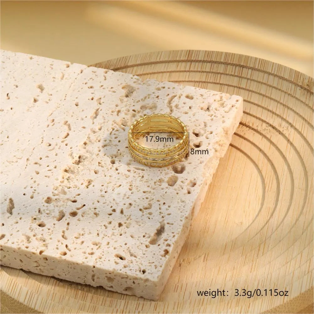 Copper 18K Gold Plated Elegant Simple Style Plating Inlay Solid Color Zircon Rings