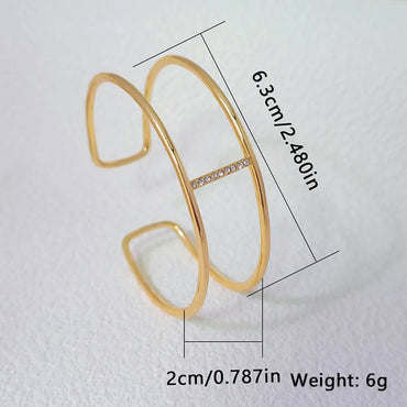 Copper 18K Gold Plated Elegant Vacation Geometric Criss Cross Zircon Bangle