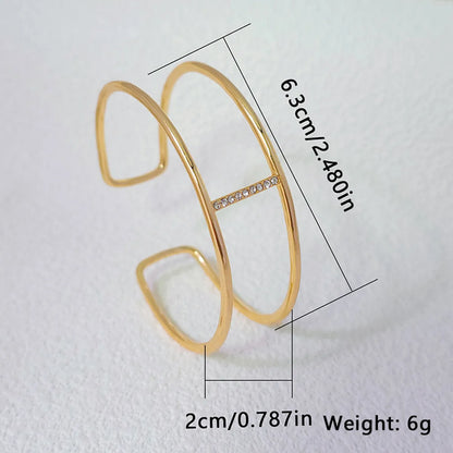 Copper 18K Gold Plated Elegant Vacation Geometric Criss Cross Zircon Bangle