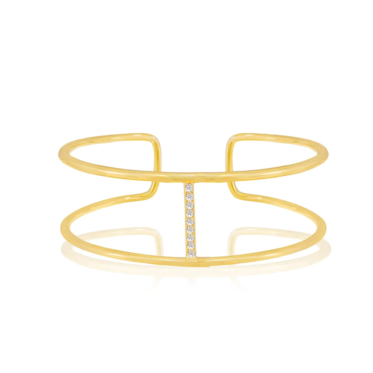 Copper 18K Gold Plated Elegant Vacation Geometric Criss Cross Zircon Bangle