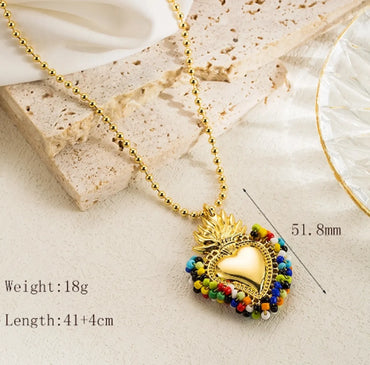 Copper 18K Gold Plated Elegant Vintage Style Simple Style Plating Heart Shape Crown Pendant Necklace