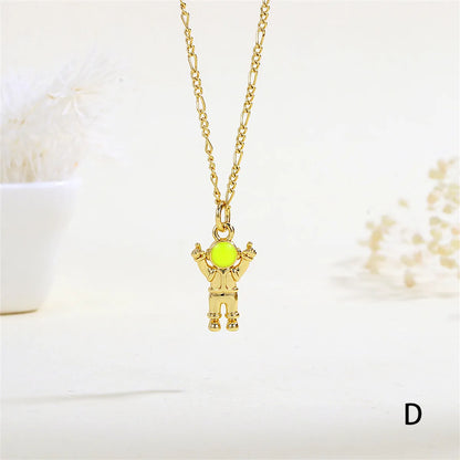 Copper 18K Gold Plated Enamel Astronaut Pendant Necklace