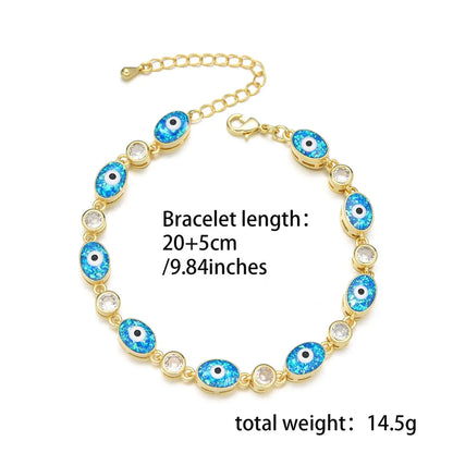 Copper 18K Gold Plated Enamel Inlay Eye Zircon Bracelets