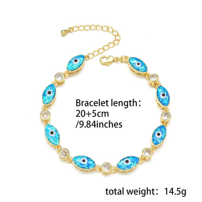 Copper 18K Gold Plated Enamel Inlay Eye Zircon Bracelets