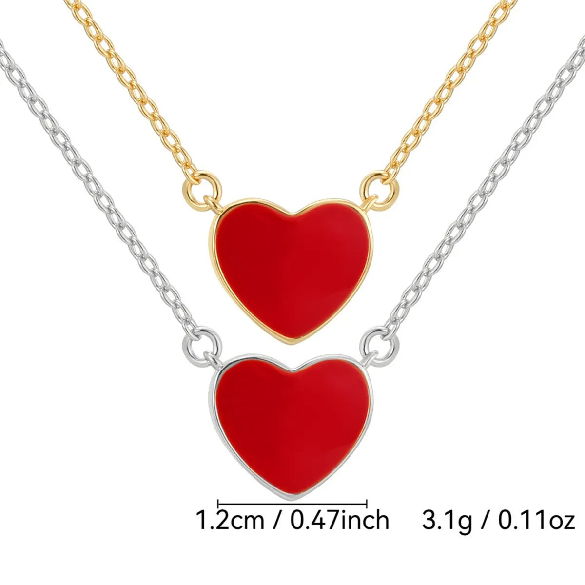 Copper 18K Gold Plated Epoxy Heart Shape Pendant Necklace