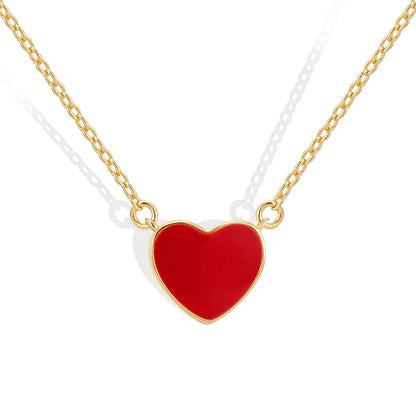 Copper 18K Gold Plated Epoxy Heart Shape Pendant Necklace