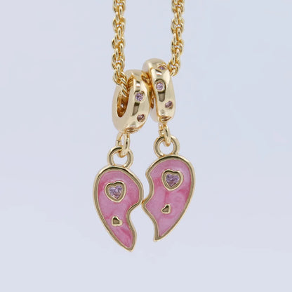 Copper 18K Gold Plated Epoxy Plating Inlaid Zircon Heart Shape Wings Zircon Pendant Necklace