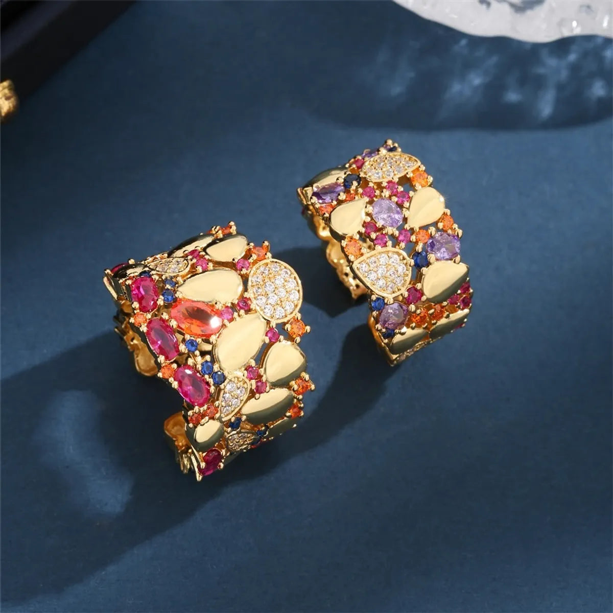 Copper 18K Gold Plated Glam Luxurious Classic Style Plating Inlay Irregular Zircon Open Rings