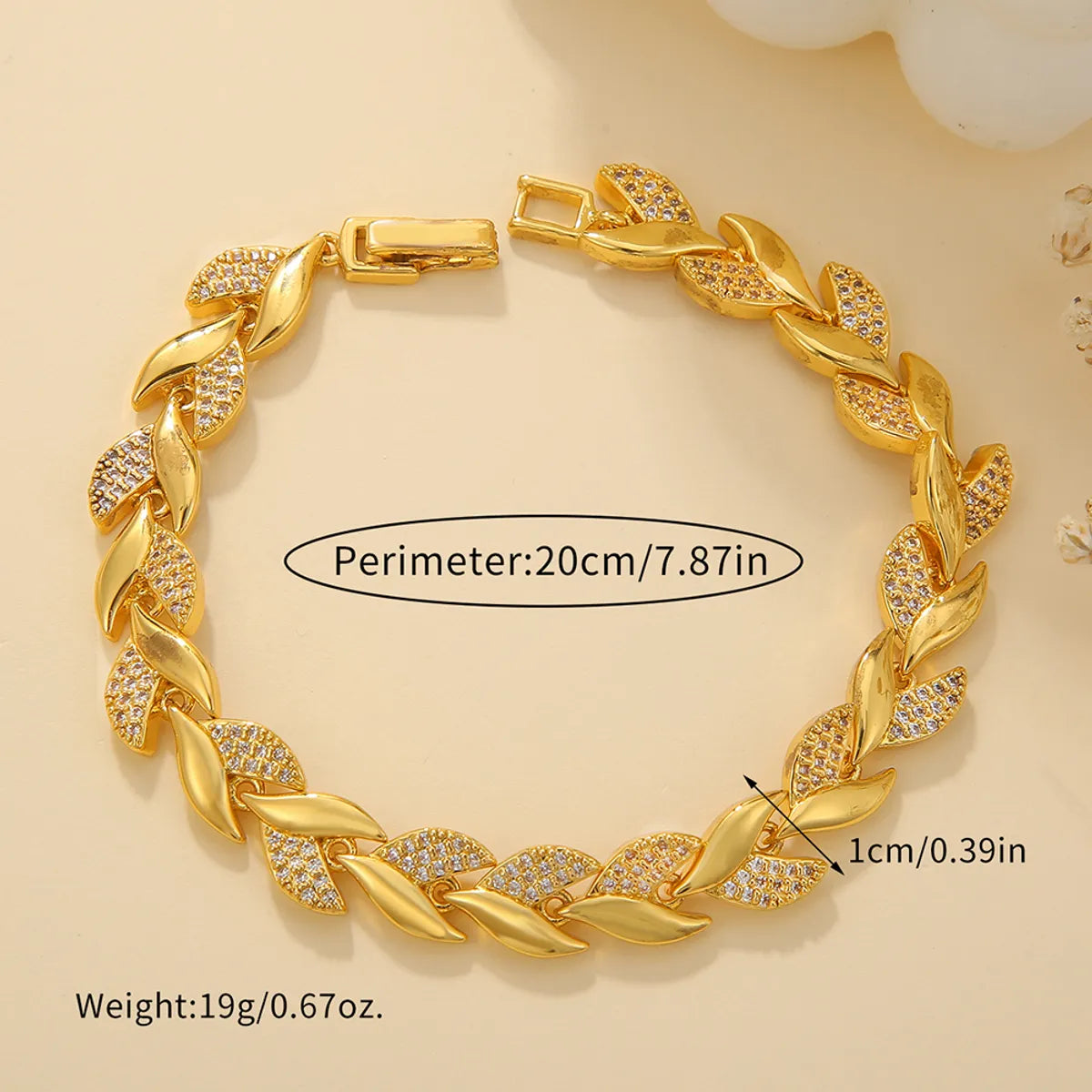 Copper 18K Gold Plated Glam Shiny Plating Inlay Solid Color Zircon Bracelets