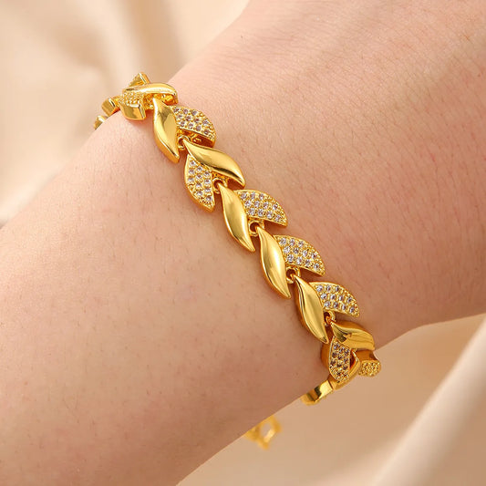 Copper 18K Gold Plated Glam Shiny Plating Inlay Solid Color Zircon Bracelets