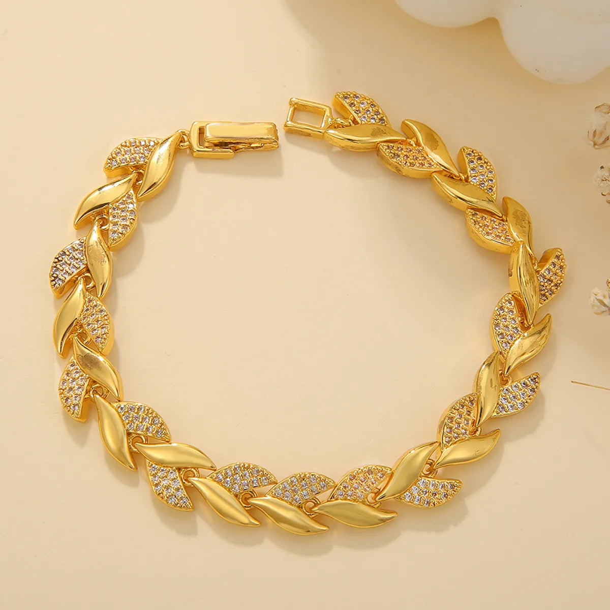 Copper 18K Gold Plated Glam Shiny Plating Inlay Solid Color Zircon Bracelets