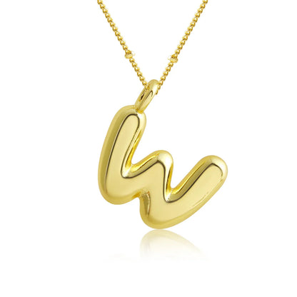 Copper 18K Gold Plated Gold Plated Cute Simple Style Korean Style Letter Pendant Necklace