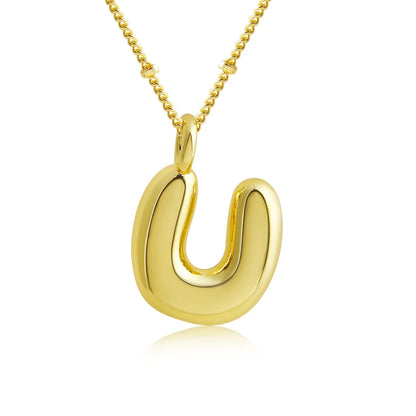 Copper 18K Gold Plated Gold Plated Cute Simple Style Korean Style Letter Pendant Necklace