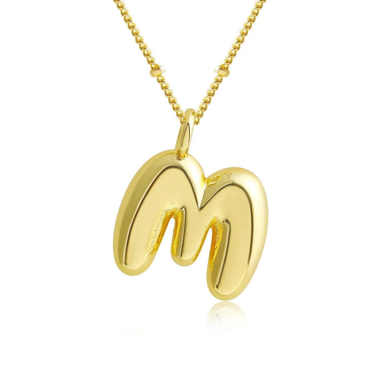 Copper 18K Gold Plated Gold Plated Cute Simple Style Korean Style Letter Pendant Necklace