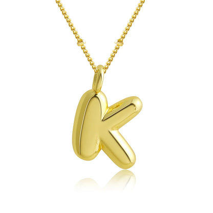 Copper 18K Gold Plated Gold Plated Cute Simple Style Korean Style Letter Pendant Necklace