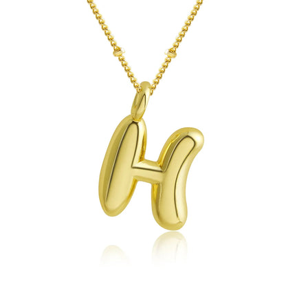 Copper 18K Gold Plated Gold Plated Cute Simple Style Korean Style Letter Pendant Necklace