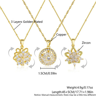 Copper 18K Gold Plated Gold Plated Elegant Luxurious Simple Style Plating Inlay Flower Zircon Pendant Necklace